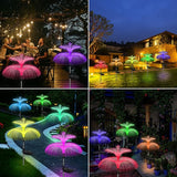 Weepong Solar Garden Lights 6 Pack New Upgraded Solar Lights Outdoor Waterproof 7 Color Changing Double Jellyfish and Star Flower Garden Decor Yard Lawn Christmas Decorations, Gifts for Women Mom