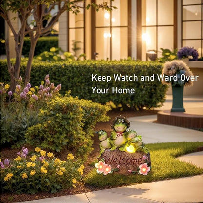 Funny Frog Statues for Garden - 7'' Mom & Babys Solar Frog Garden Decor Frog Garden Statue for Yard Patio Porch Lawn Birthday Mother's Day Housewarming Outdoor Decor Gifts for Women Mom.