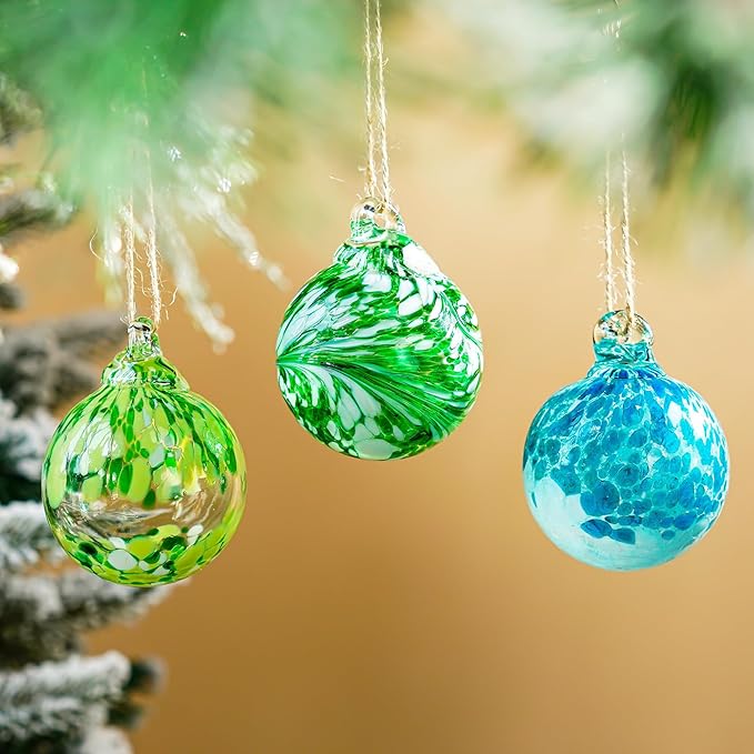 3pcs Hand Blown Glass Gazing Balls 2.3in Hanging Friendship Ball Decor for Home Garden Patio