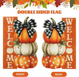 Thanksgiving Garden Flags 12x18 Inch Double Sided, Fall Welcome Pumpkin Yard Flags for Outside, Farmhouse Front Porch Outdoor Autumn Decor Holiday All Seasons Decoration