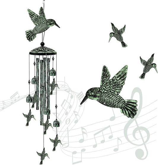 35" Hummingbird Wind Chimes for Outside, Hummingbird Wind Chimes Gifts for Mother's Day, Garden Decor for Outdoor Porch Patio Home Yard Decorations﻿
