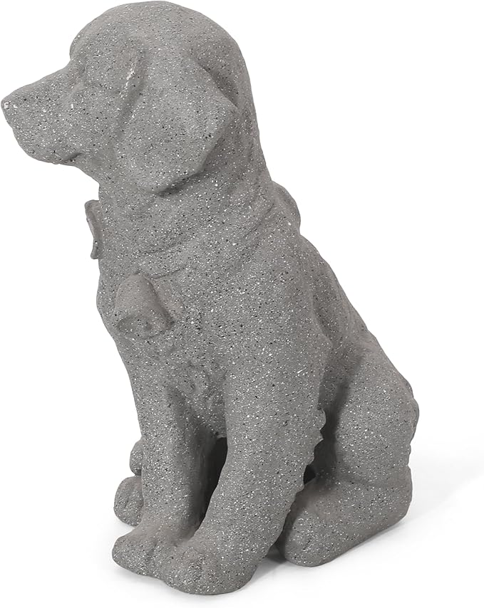 Dog Statue, Outdoor Dog Statue, Stone Gray, No Assembly Required