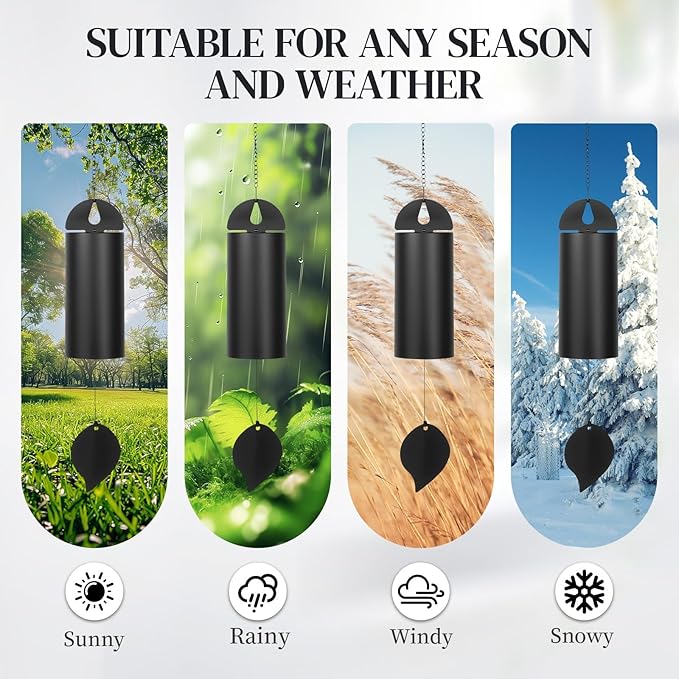 Wind Chimes for Outside Deep Tone - Large Iron Wind Bells with Leaf Wind Catcher, Resonant Sound Metal Windchime for Zen Garden, Patio, Yoga Meditation & Rustic Home Decor