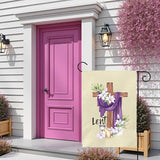 Lent Garden Flag 12x18 Inch Christian Easter Yard Flags with Cross Purple Cloth Lilies and Candles Religious Spring Outdoor Banner for Ash Wednesday Resurrection Faith Church Home Porch Decor