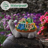 LESES Garden Statues, Turtle Solar Garden Outdoor Statues Lawn Ornaments with Cactus & LED Lights, Tortoise Figurines Outdoor Clearance Funny Decorations for Patio Balcony