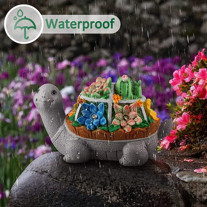 LESES Garden Statues, Turtle Solar Garden Outdoor Statues Lawn Ornaments with Cactus & LED Lights, Tortoise Figurines Outdoor Clearance Funny Decorations for Patio Balcony