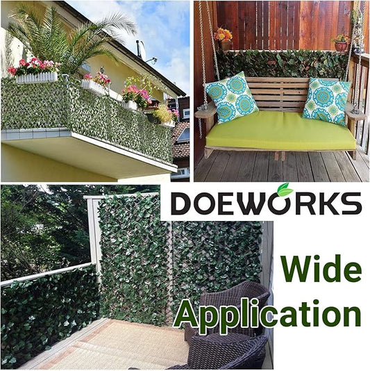 DOEWORKS Expandable Fence Privacy Screen for Balcony Patio Outdoor, Faux Ivy Fencing Panel for Backdrop Garden Backyard Home Decorations - 2PACK