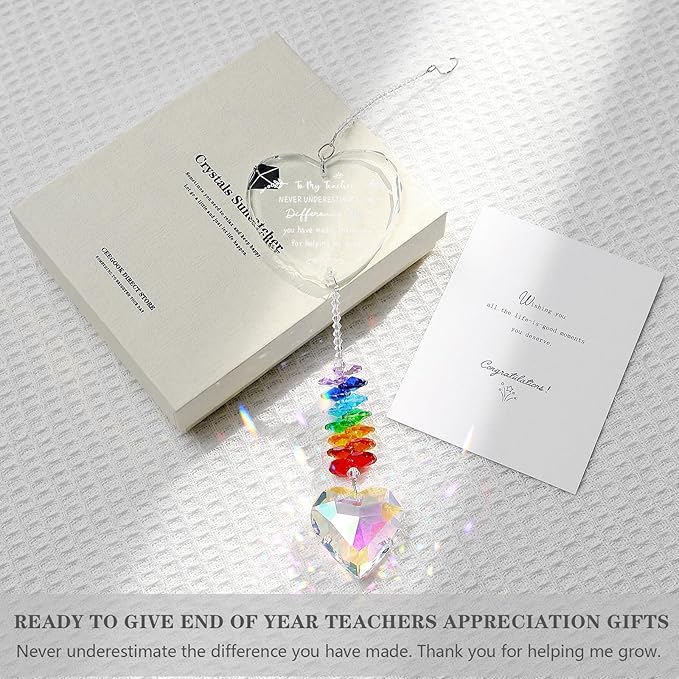 Teacher Appreciation Gifts, K9 Crystal Suncatcher Teacher Gifts for Women, Teachers Retirement Thank You Gift