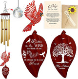 Personalized Crystal Memorial Wind Chimes Loss of Mom Dad Nana Papa Sympathy Ornament Cardinal Bird Keepsake Weatherproof Remembrance Gift in Memory Loved Ones for Window Outdoor Garden Decor