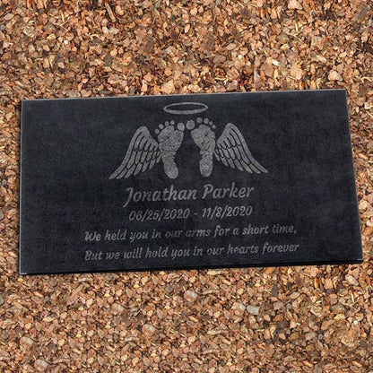 PlaqueMaker Black Granite Memorial Headstone Or Garden Memorial for Lost Infant or Child - Include You Personalized Text. Can be Used as a Sympathy Gift, Garden Stone or Grave Maker (24 x 12 x 2)