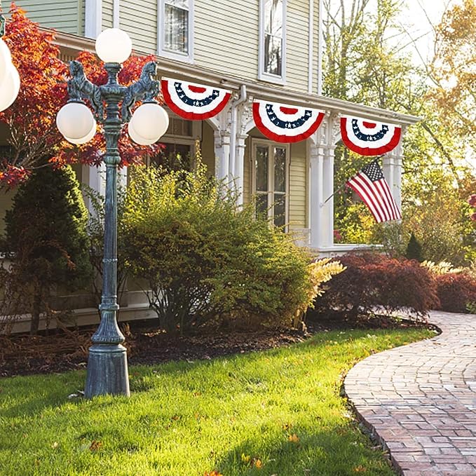 EBaokuup 10PCS USA Patriotic Pleated Fan Flags,3x1.5Ft American Bunting Banner Flag,Stars and Stripes Flag for Memorial Day and 4th of July