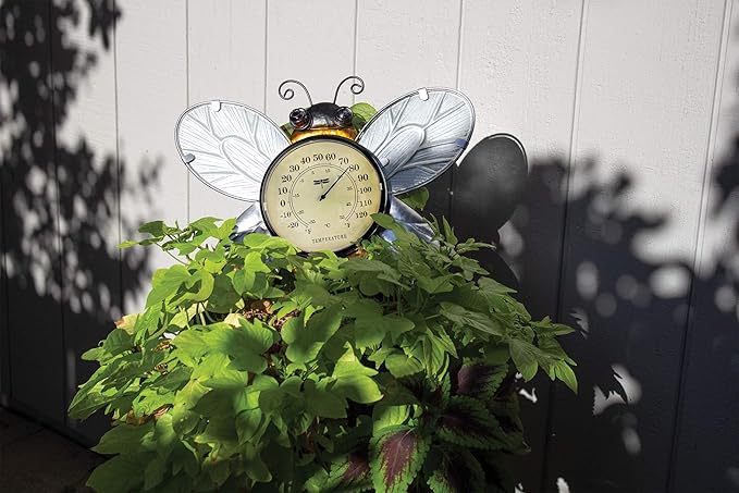 Poolmaster 54579 Bumble Bee Wall Décor and Thermometer for Home or Garden, Yellow