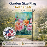Caroline's Treasures Indiana Peonies in Watercolor Garden Flag Mailbox Flag Decorative Yard Flag Banner Outside Patio Artwork Yard Flower Beds, Garden Size, Multicolor