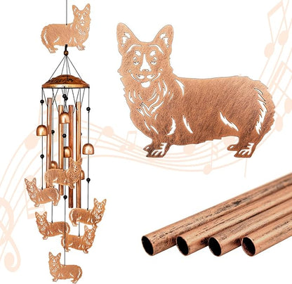 GDNSFIT Corgi Wind Chimes for Outside, Metal Windchimes Outdoors, Corgi Gifts for Women/Men, Memorial/Birthday Gifts, Garden Decor for Outside, Patio or Yard, Durable Chimes for Outdoors