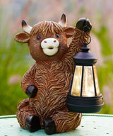 Nacome Highland Cow Statues for Garden Decor: Outdoor Sculptures with Solar Lantern for Clearance Outside Lawn Ornaments Porch Patio Balcony Yard – Birthday Gifts for Women Mom Grandma(Copper)