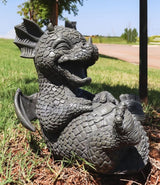 Ebros Whimsical L.O.L Soul Garden Laughing Out Loud Dragon Statue 7.75" Tall Faux Stone Resin Finish Hilarious LOL Fantasy Animated Dragons Welcome Guest Greeter Decor Figurine