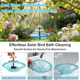 Yeomi Solar Fountain for Bird Bath, Solar Cascade Hanging Bird Bath Fountain, Large Hummingbird Bath with Solar Pump & Blue Glass Bowl, Outdoor Garden Decor