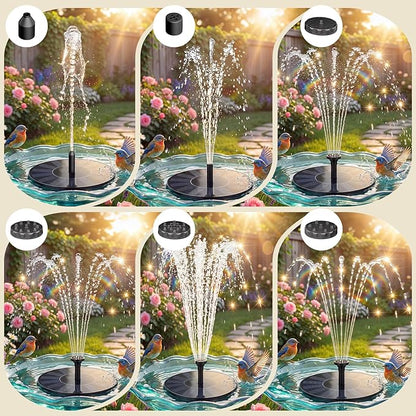 AISITIN Solar Fountain for Bird Bath, Solar Water Fountain Pump with 6 Nozzles, Solar Powered Fountain for Garden, Pond, Pool, Fish Tank and Outdoor Decor