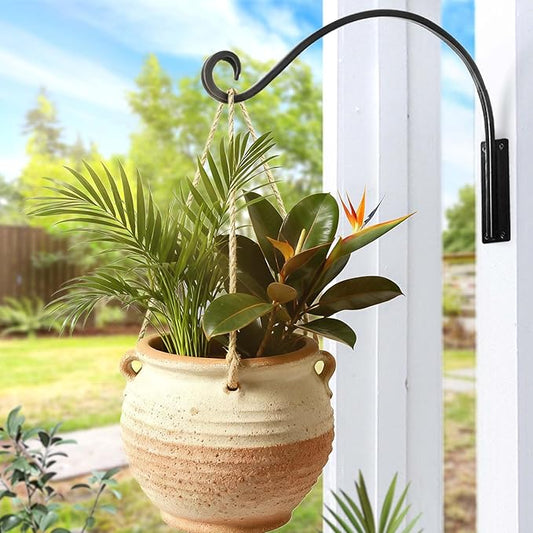 Qiang Ni Heavy-Duty Plant Hanger Outdoor: 16-Inch 80 lbs Hanging Plant Hooks for Outside Baskets - 2 Pieces Wall Mount Plant Bracket for Bird Feeder