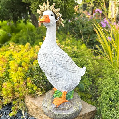 Teaeeno Farm Duck Statues,Real Duck Figurine,Funny Duck Fence Decoration,Outdoor Decor Yard Lawn,Indoor/Outdoor Resin Animal Statue for Home Garden Stairs, Farm, Patio, Backyard