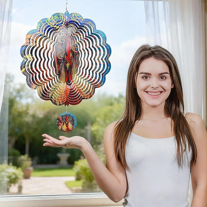 Wind Spinners Outdoor, IDEA SHOW 12In Stainless Steel Wind Spinners Outside, 3D Kinetic Hanging Sculpture, Rustproof Metal Garden Decor Ornaments for Yard Art, Women, Men, Holidays