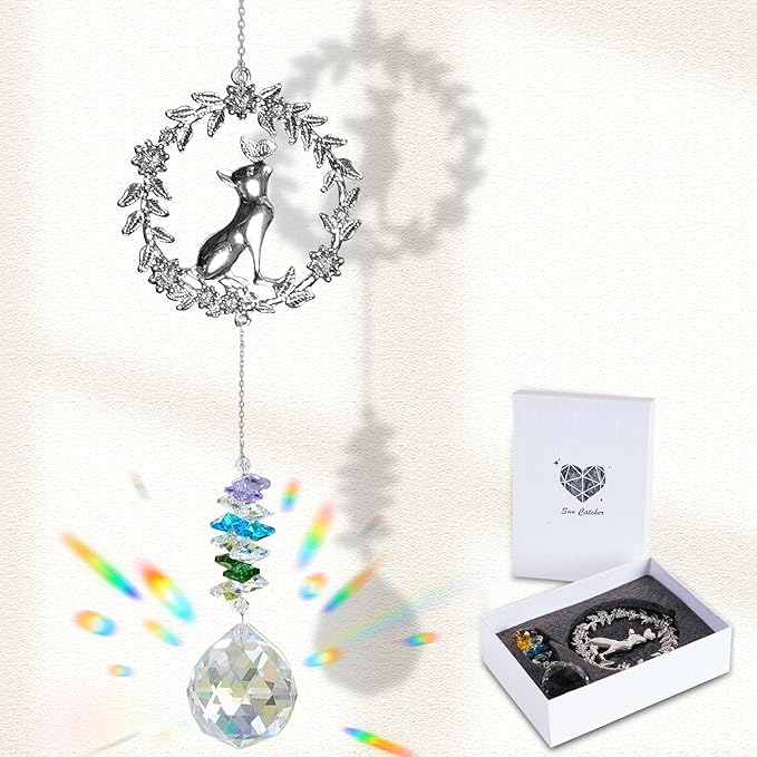 Dog Memorial Gifts for Loss of Dog, Pet Memorial Suncatcher, Pet Sympathy Gifts, Garland Suncatcher with Card & Gift Box, Remembrance Bereavement Gift for Loss of Dogs Cats