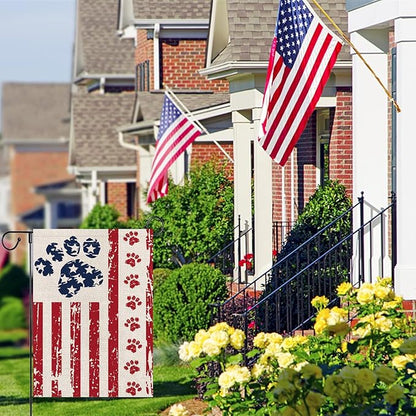 4th of July Garden Flag Dog Stars and Stripes Double Sided USA Flag Patriotic Memorial Day Independence Day Yard Outdoor Decorations 12.5x18 Inch