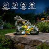 JOYBEE Dragon Solar Garden Statues Outdoor Decoration with Succulent and 6 LED Lights,Dragon Figurine Solar Lights Lawn Décor,Outside Statue Ornament for Patio, Balcony, Yard,Unique Gift for Mom