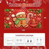 HOMETITUTE Christmas Door Banner 13x6ft Festive Gingerbread Man Red White Candy Cane Red Polka Dot Background Holiday Porch Decoration Winter Seasonal Merry Christmas Front Door Cover