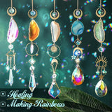 Maitys 6 Pcs 6 Pcs Crystal Suncatcher Sun Catchers Indoor Window Hanging Sun Catchers with Light Catcher with Prisms and Agate Slices for Indoor Outdoor Home Garden Wedding Decor (Colorful Crystal)