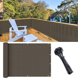SunnyRoyal 3'x10' Balcony Privacy Fence Screen Apartment Railing Deck Cover, 3FT Outdoor Patio Screens with Zip Ties, HDPE Shade Cloth with Grommets, Mesh Fabric for Porch Backyard, Brown