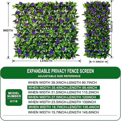 Expandable Fence Privacy Screen for Balcony Patio Outdoor,Decorative Faux Ivy Fencing Panel,Artificial Hedges