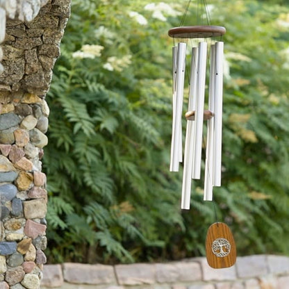 Woodstock Chimes Signature Collection, Woodstock Tree of Life Chime, 37'', Silver Wind Chimes for Outdoor, Patio, Home or Garden Decor (TOLB)