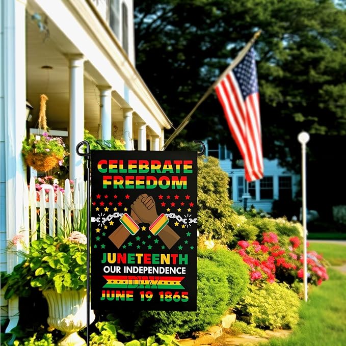 Juneteenth Garden Flag June 19th African American Emancipation Independence Day Yard Flag Celebrate Freedom Since 1865 Garden Flags Stars and Stripes Polyester Double Sized House Banner
