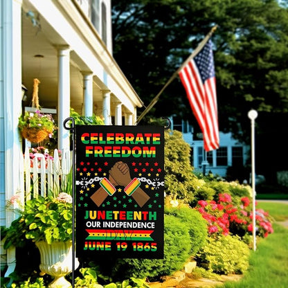 Juneteenth Garden Flag June 19th African American Emancipation Independence Day Yard Flag Celebrate Freedom Since 1865 Garden Flags Stars and Stripes Polyester Double Sized House Banner