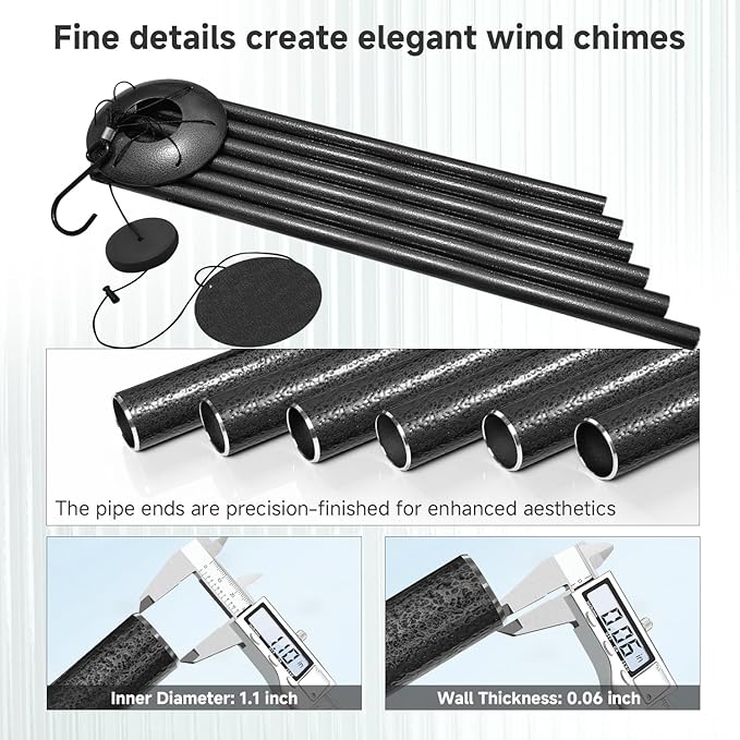 66" Extra Large Wind Chimes for Outside Deep Tone, 6 Thick and Bold Aluminum Tubes Tuned Relaxing Melody Wind Chime, Big Wind Chimes for Garden Patio Decor, Great Gift Idea for Mother's Day (Grey)