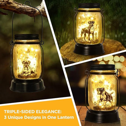 Boxer Dog Gifts for Women/Men Boxer Dog Lovers Solar Lantern Mom Birthday, Mothers Day, Christmas Gifts, Solar Garden Decoration Outside for Yard, Patio,Backyard,Porch, Torches