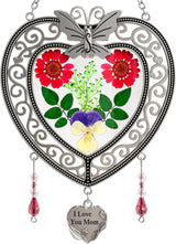 KY&BOSAM Heart Suncatcher-Stained Glass Panles I Love You Mom Sun catchers Hangings for Windows Wind Chime Ornament Mom Gifts - Gifts for Mother`s Day Valentine`s Day Birthday Christmas