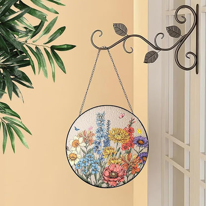 NAZENTI Personalized Stained Glass Window Hanging Suncatcher for Mother's Day, Custom Family Birth Flowers Glass Suncatcher, Gifts for Grandma, Personalized Mom's Garden Gift