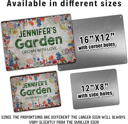 Personalized Metal Signs with Name Made in USA Custom Vintage Garden Sign Waterproof Vintage Decorative Metal Print for Wall Decor Customized Home Garden Ideas Gifts Artwork Prints for Yard Ourdoor
