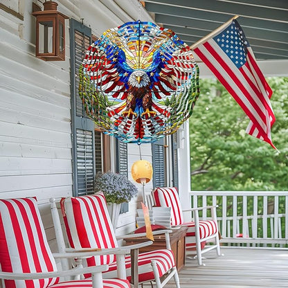 10 Inch 3D Flag Eagle Wind Spinner, Unique Metal Hanging Kinetic Wind Sculpture Gifts for Women Mom Grandma Wife, Outdoor & Indoor Decorations, Yard and Garden Ornament