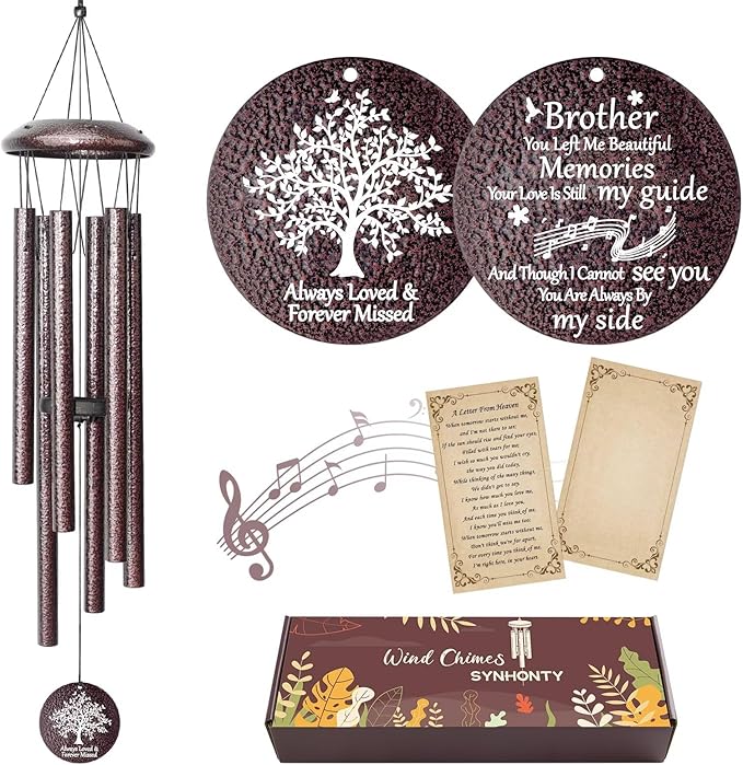 Memorial Gifts for Loss of Brother, 25''Memorial Wind Chimes, Bereavement, Condolence, Remembrance, Sympathy Gifts Windchimes in Memory of Brother