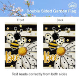 CROWNED BEAUTY Spring Summer Garden Flag Daisy Bee 12x18 Inch Double Sided Small Floral Seasonal Holiday Decoration for Outdoor Lawn Yard