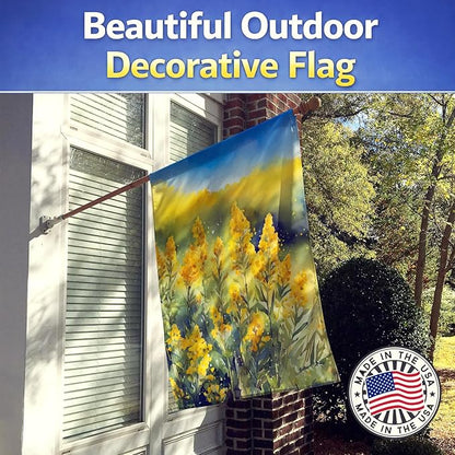 Caroline's Treasures Nebraska Goldenrod in Watercolor House Flag Large Porch Sleeve Pole Decorative Outside Yard Banner Artwork Wall Hanging, Polyester, House Size, Multicolor