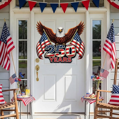 22.4'' 250th Anniversary Eagle Yard Sign Decorations 4th of July Memorial Day Garden Stakes Door Hanging Outdoor Decor 250 Year Patriotic Independence Day Metal Sign with Stake for 1776-2026 Decor
