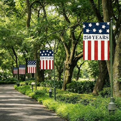 250 Years America Anniversary Garden Flag, Double-sided 250 YEARS Usa Flag Patriotic 4th of July Yard Sign for Outdoor Independence Day Decoration