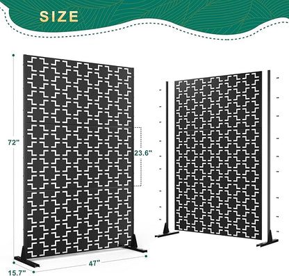 72" H×47" W Metal Privacy Screen Outdoor Privacy Screen Freestanding, Outdoor Privacy Screens and Panels for Patio Lawn Deck(Consists of 3 Panels)