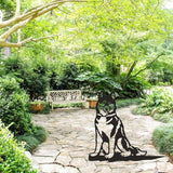 Adorable Dog Stake Decoration Yard Garden Outdoor Metal Art Dog Silhouette Decoration Steel Dogs Statue Adorable Ornament Gift Contour Black Dog (Husky)