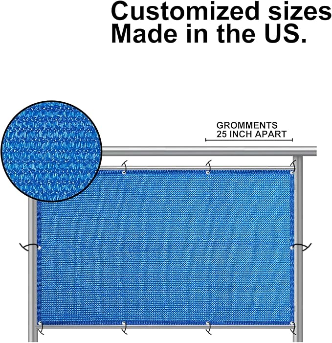 Eden's Decor Balcony Privacy Screen Cover Mesh Windscreen Weather-Resistant UV Protection for Backyard Deck, Patio, Balcony, Pool, Porch, Fence, Railing, Gardening (Blue,4'x 15')