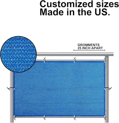 Eden's Decor Balcony Privacy Screen Cover Mesh Windscreen Weather-Resistant UV Protection for Backyard Deck, Patio, Balcony, Pool, Porch, Fence, Railing, Gardening (Blue,3'x 15')